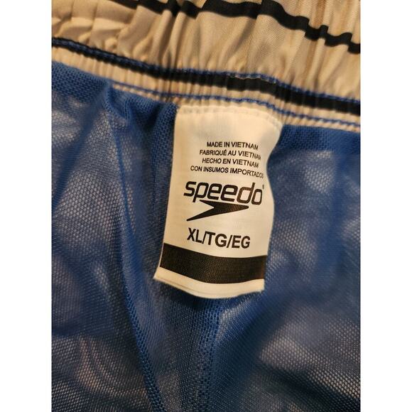 Speedo Swim Trunks Men's Sz XL Blue Gray Striped Design Mesh Lined Stretch NWT - Picture 3 of 5